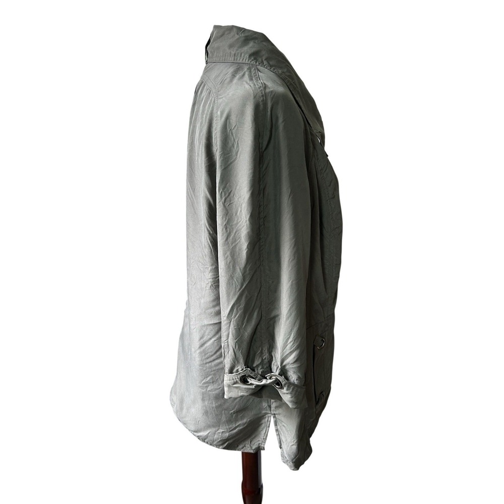 Chicos Utility Chic SILK Jacket Size 2 US 12 Green Lightweight Pockets - Picture 6 of 10
